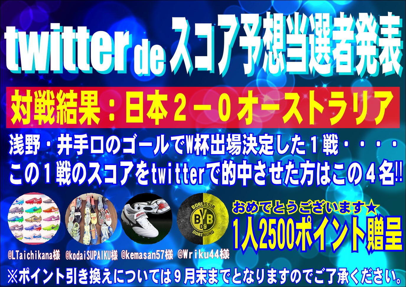 twitter deスコア予想　当選者発表！